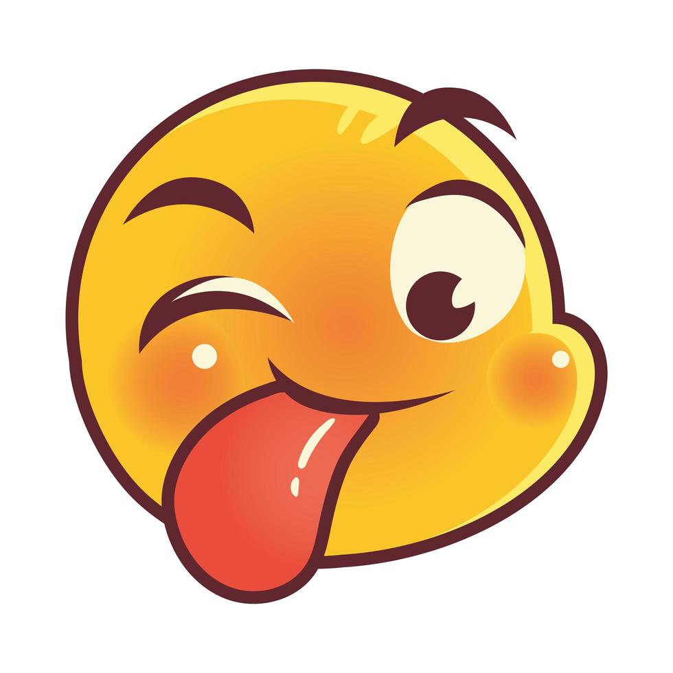 emoji divertido, lengua fuera emoticon expresión facial redes sociales vector