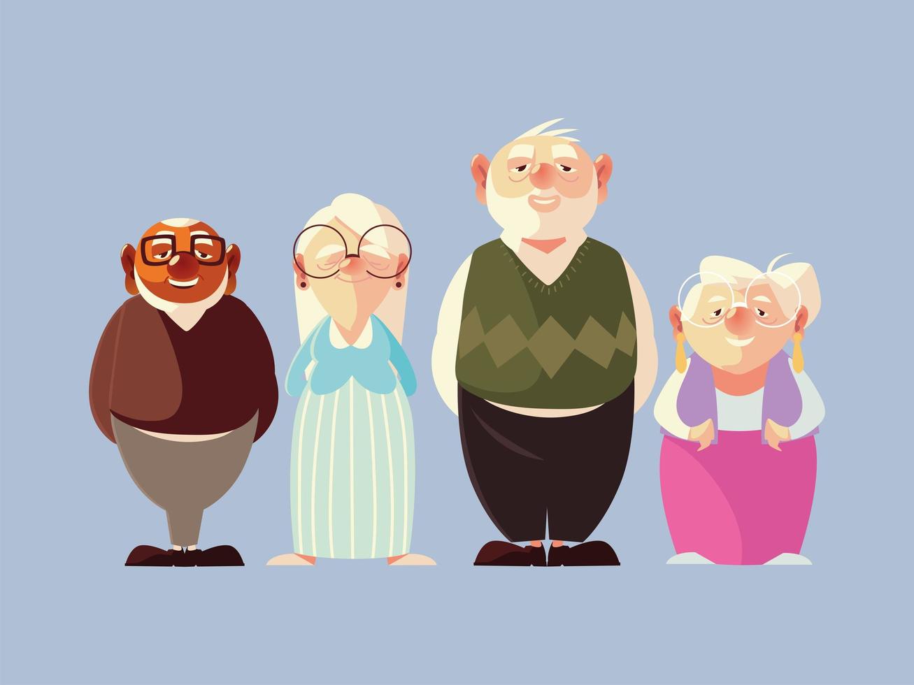 senior people, funny grandfathers and grandmothers cartoon vector