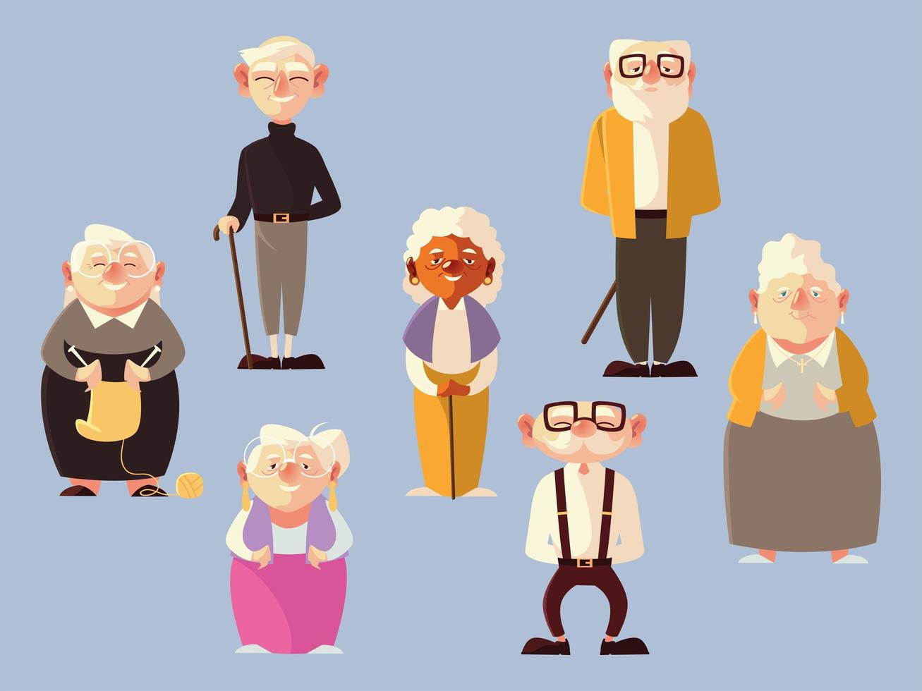 senior people, elderly women and men characters vector