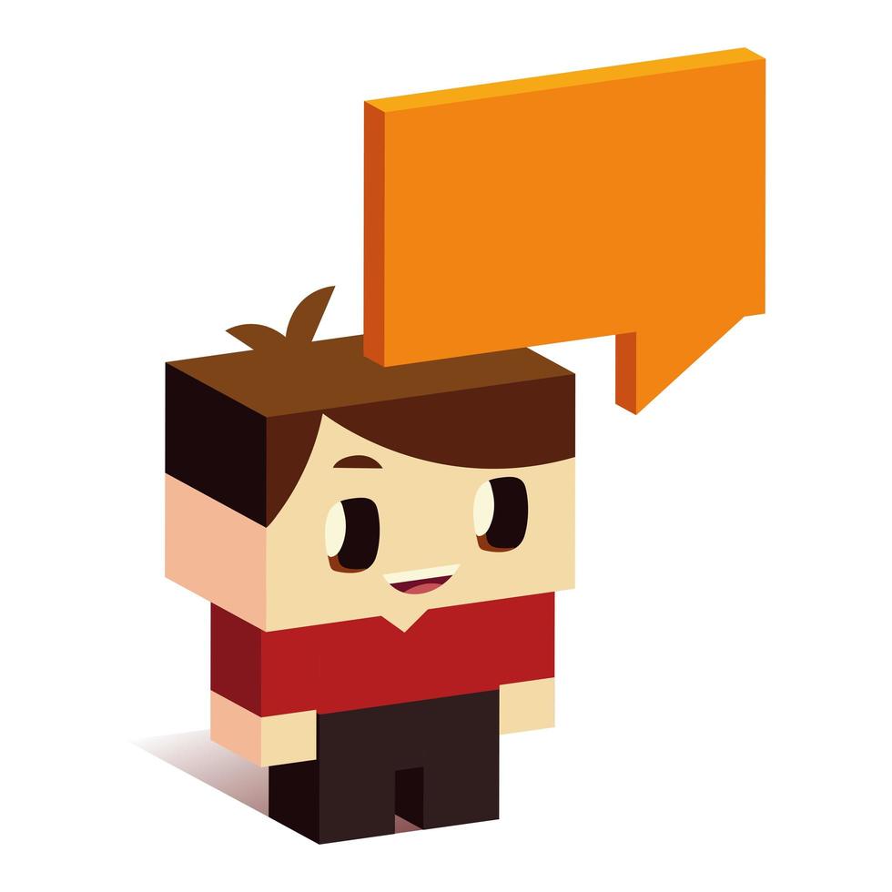 little boy with speech bubble, isometric design vector