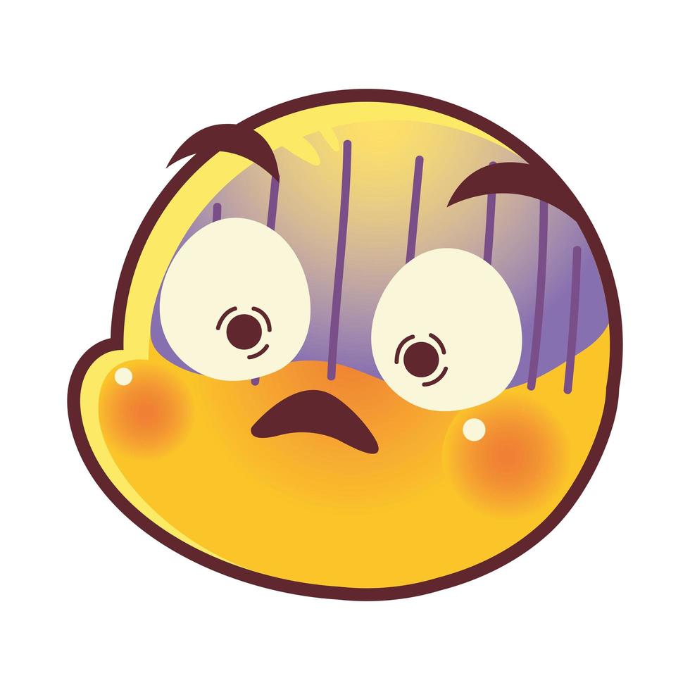 funny emoji, scared emoticon face expression social media vector