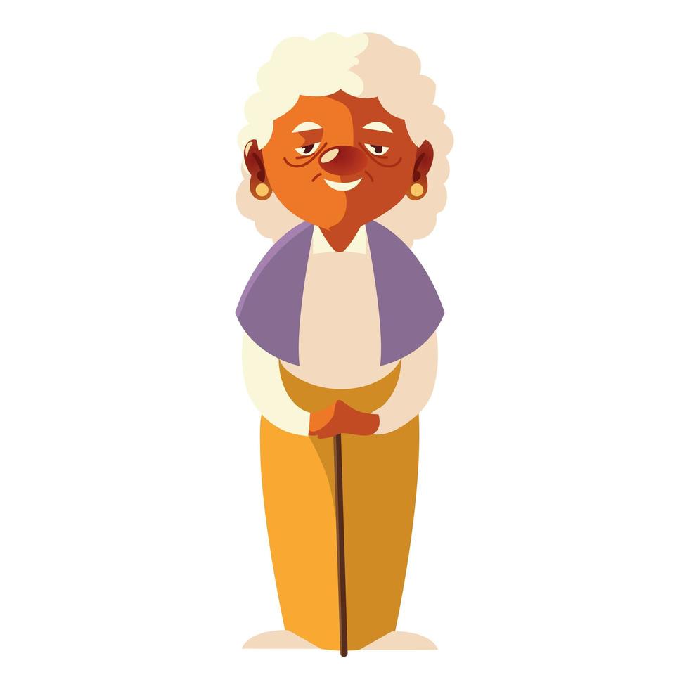 anciana, abuela mujer senior de dibujos animados vector