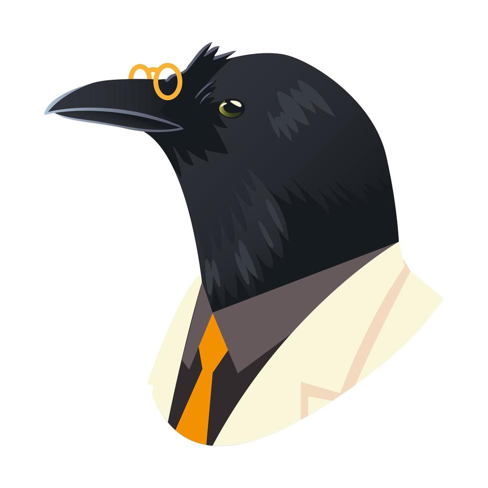 people art animal, crow with glasses dressed in suit vector