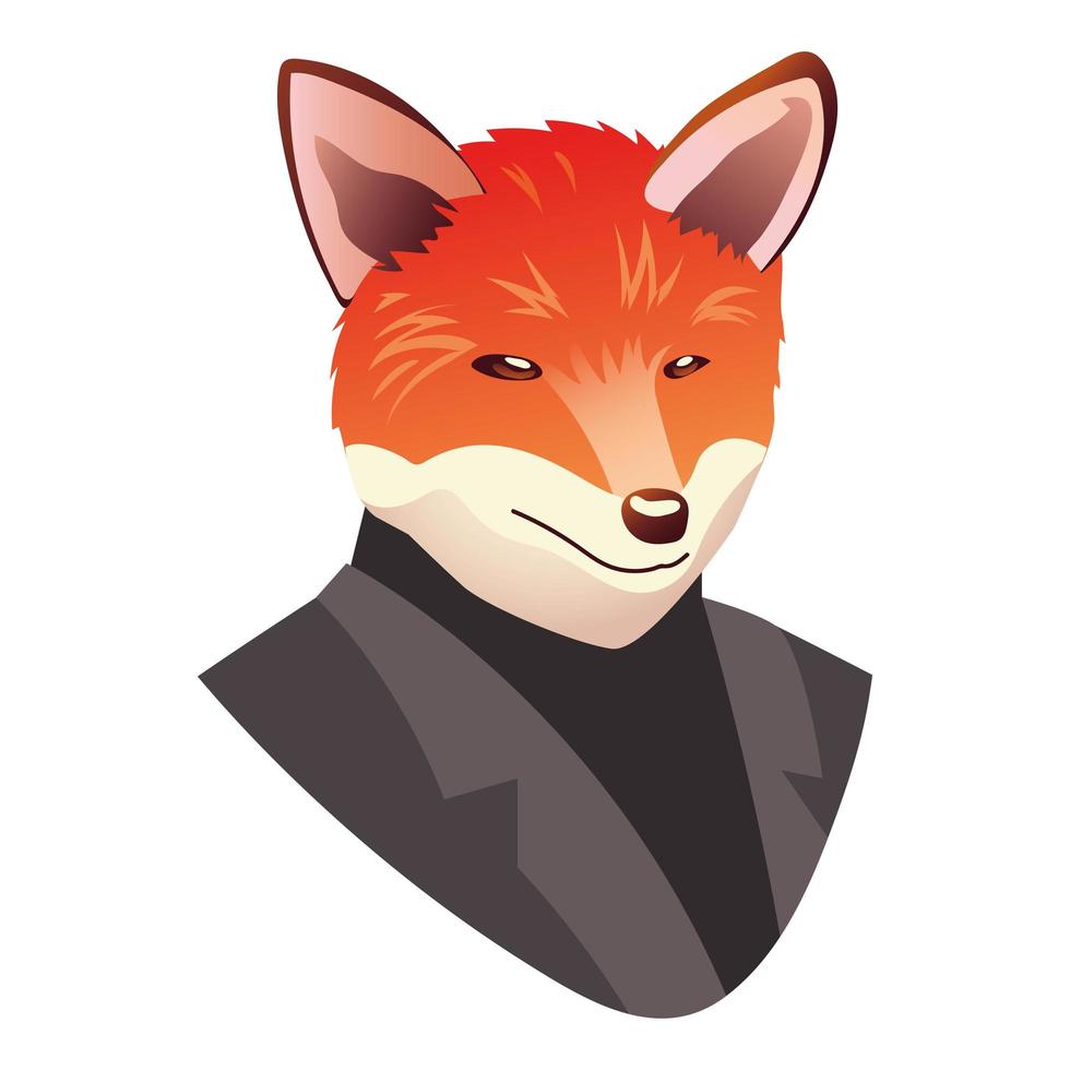 people art animal, fox in elegant gray dressed suit vector