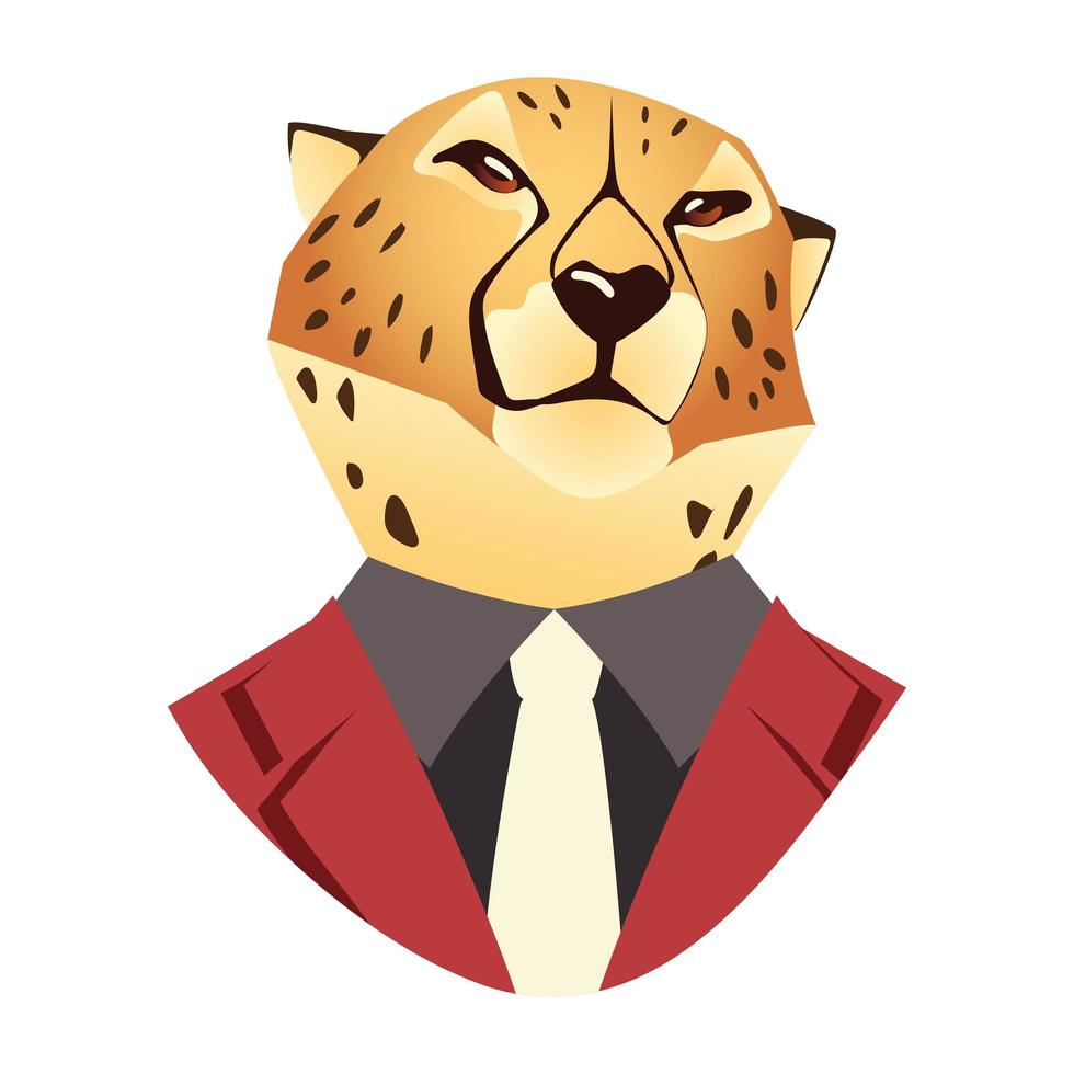 people art animal, leopard in suit vintage fashion style vector