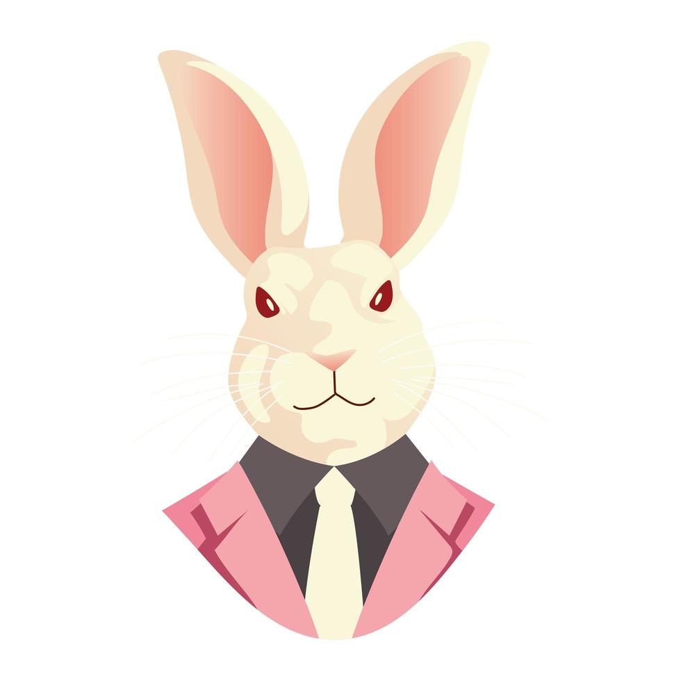 people art animal, rabbit with suit and necktie viintage retro style vector