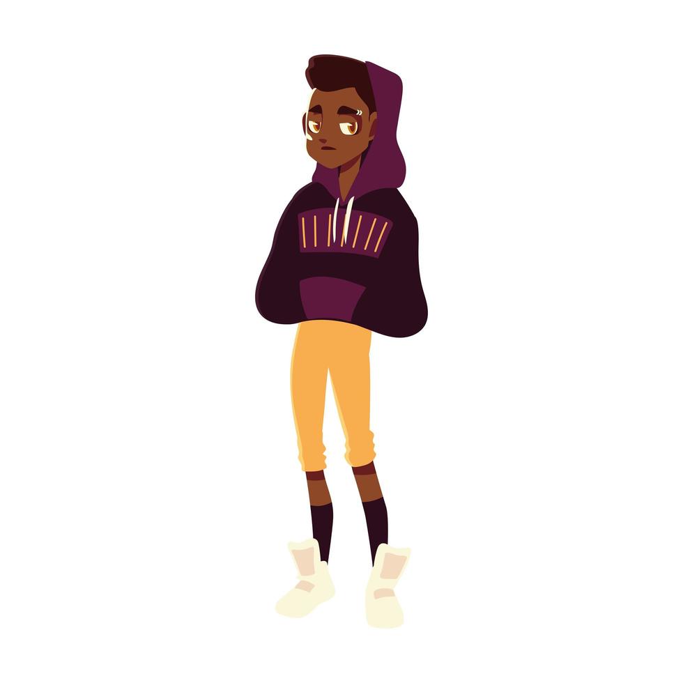 afro american boy in sport sweater character youth culture, vector design