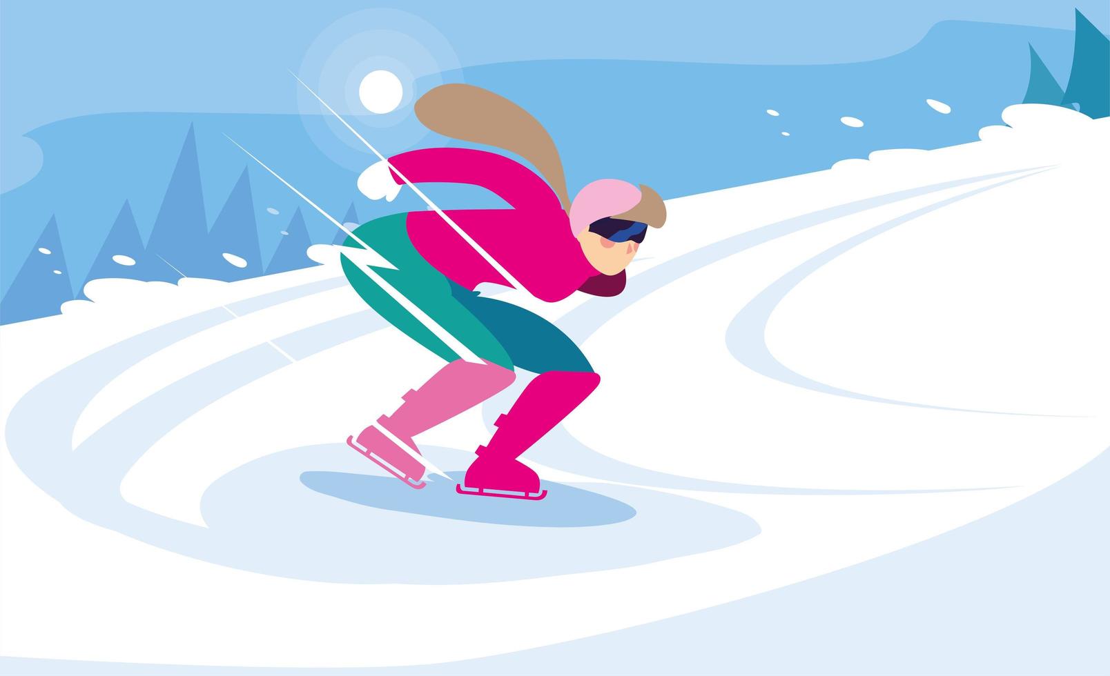 young woman ice skating , winter sport vector