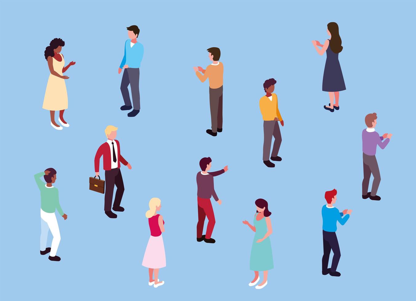 group of people business standing with different poses vector