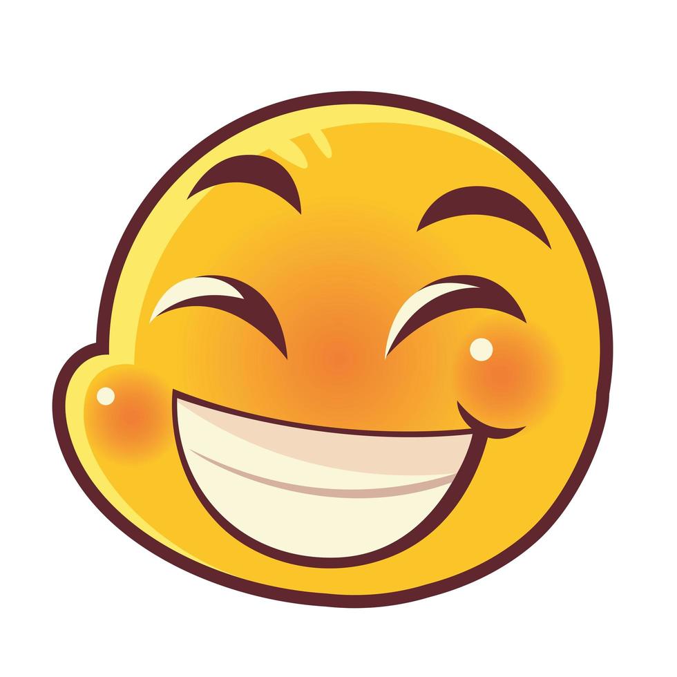 funny emoji, smiling emoticon face expression social media vector