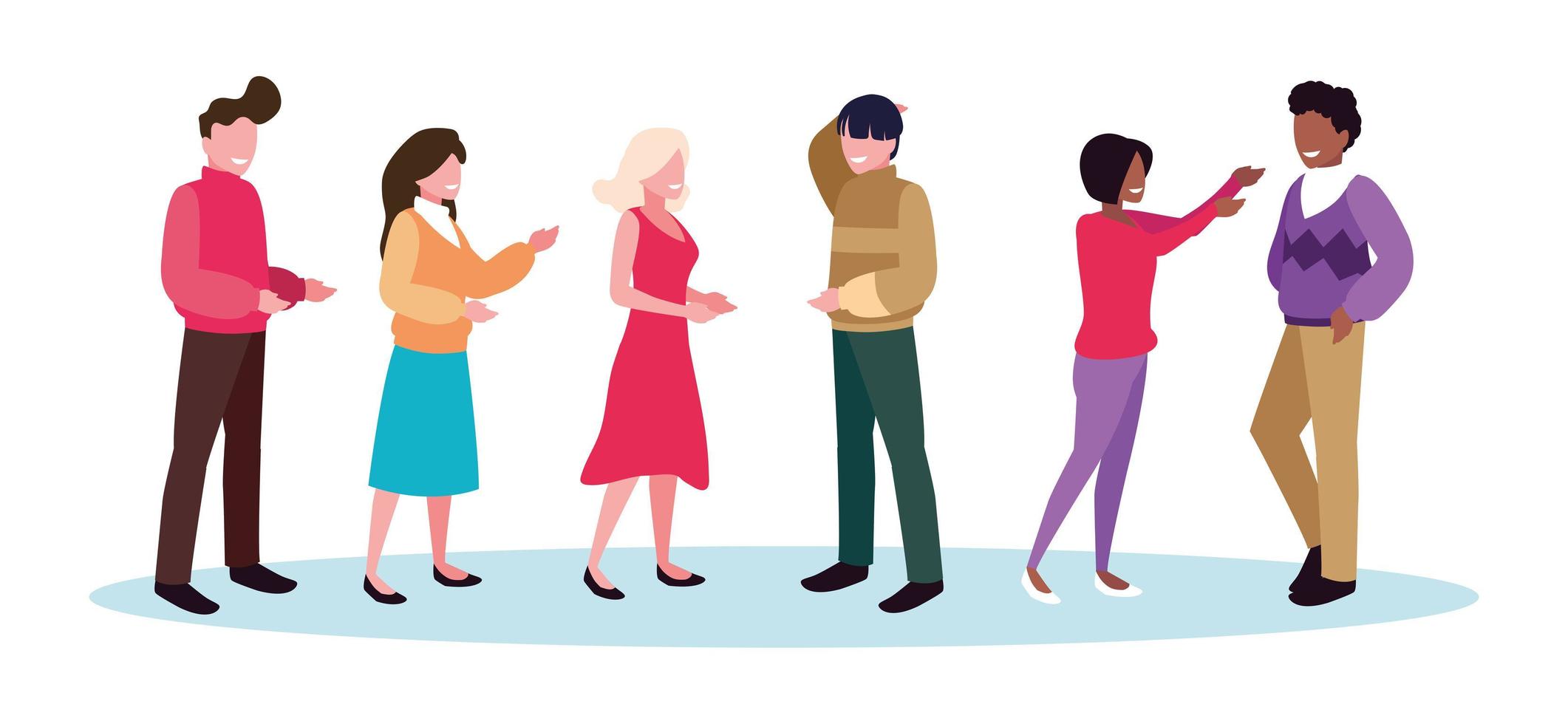 group of people standing on white background vector