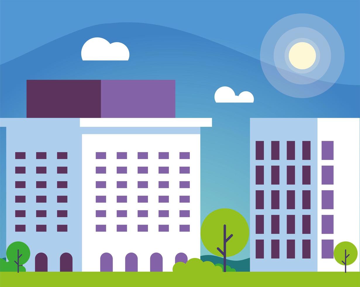 bank finance building with urban landscape vector