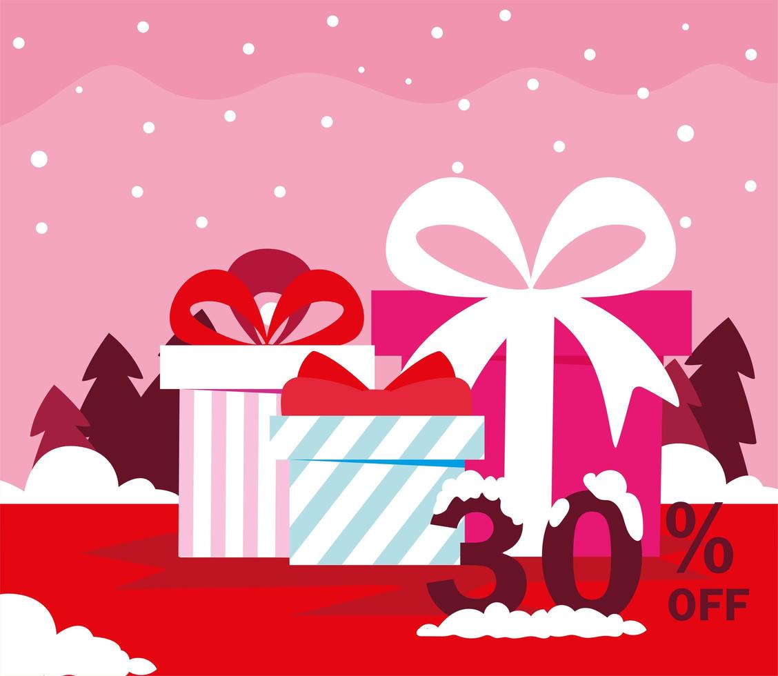 promociones y descuentos de navidad, rebajas de invierno vector