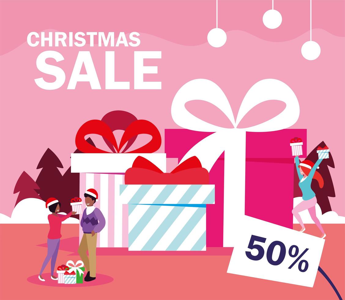 promociones y descuentos de navidad, rebajas de invierno vector