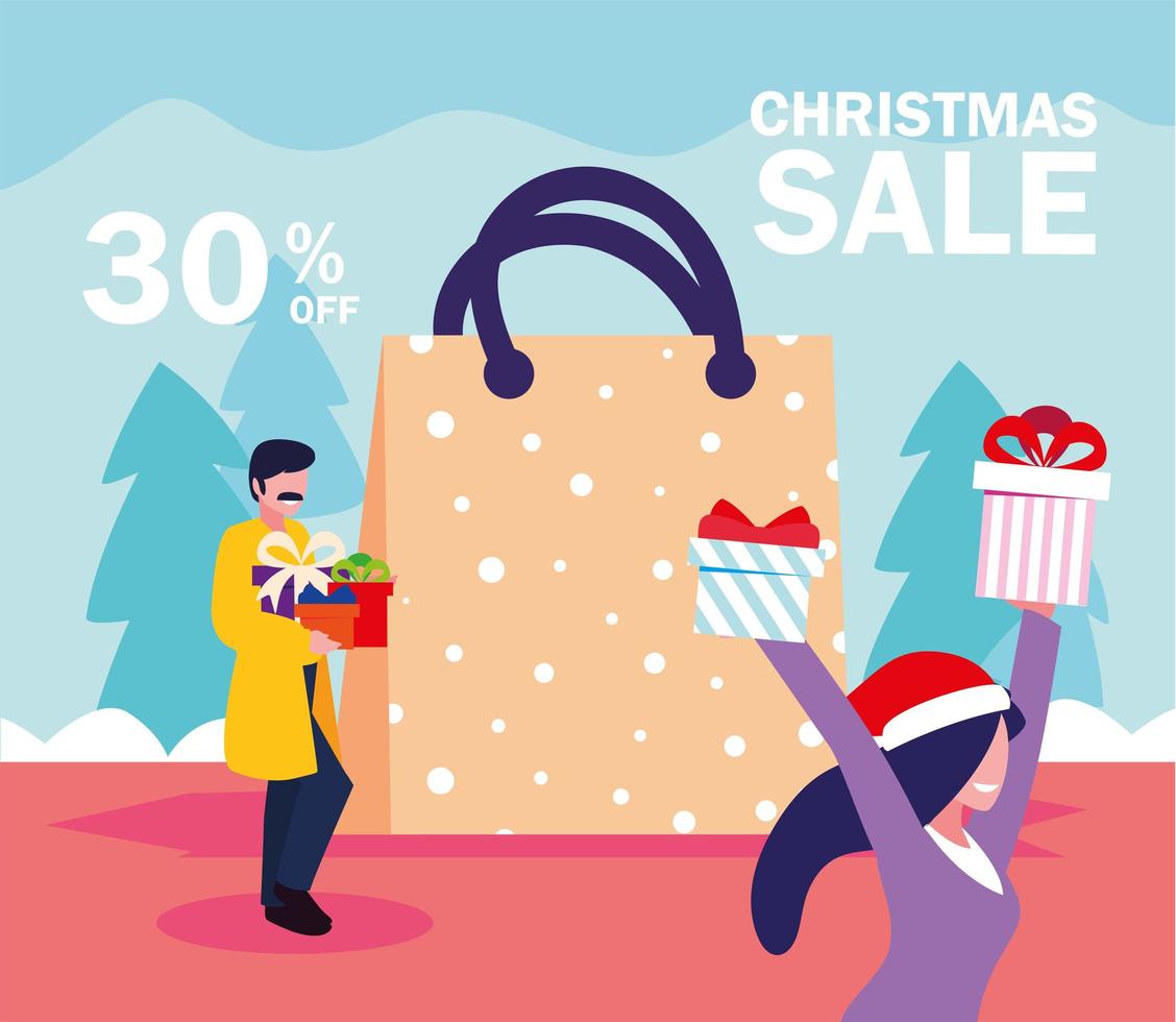 promociones y descuentos de navidad, rebajas de invierno vector