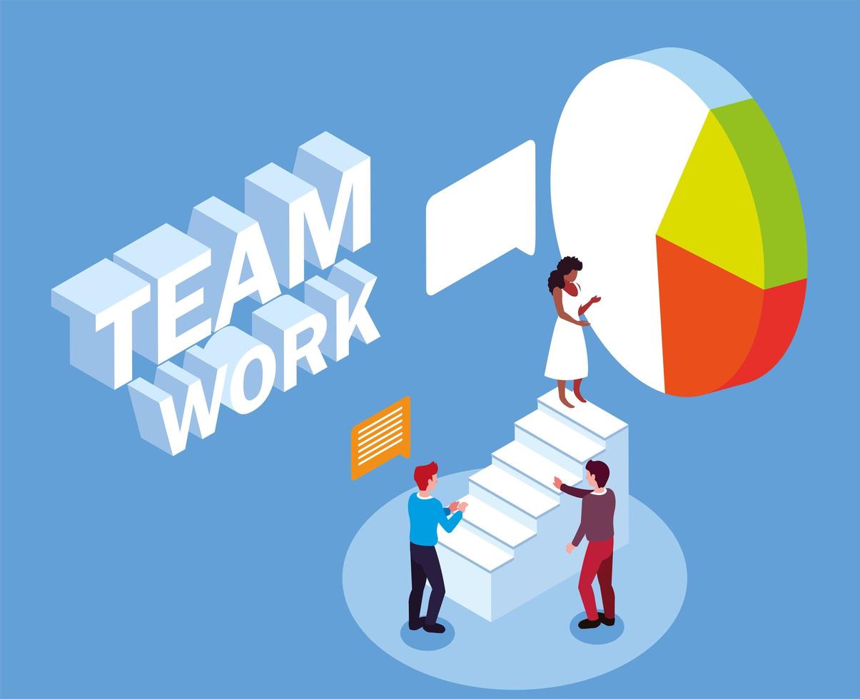 group of people business on pie, success teamwork vector