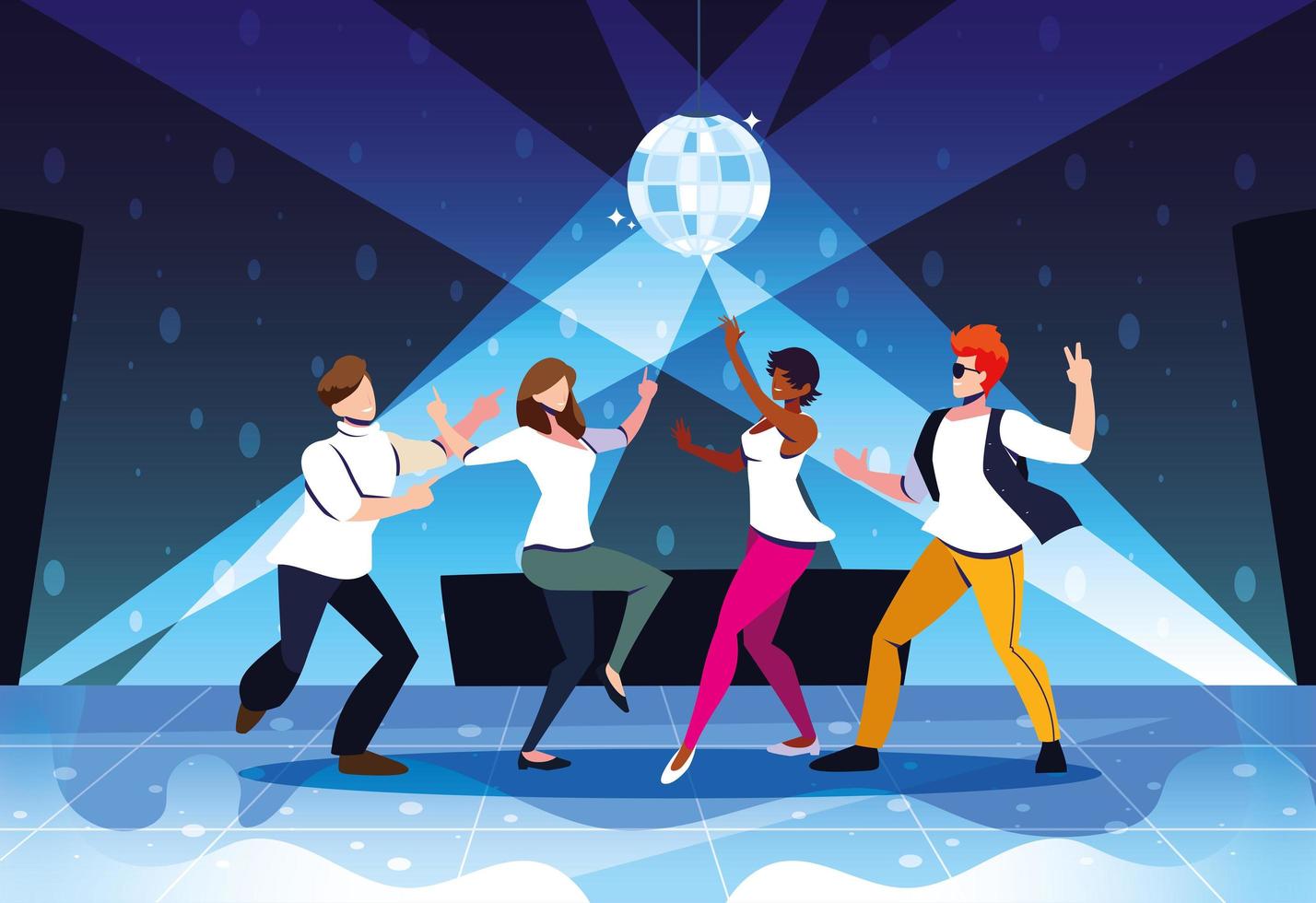 group of people dancing in nightclub, party, dancing club, music and nightlife vector