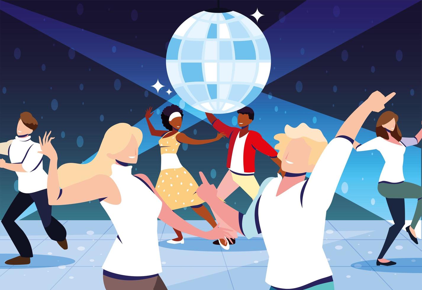 group of people dancing in nightclub, party, dancing club, music and nightlife vector