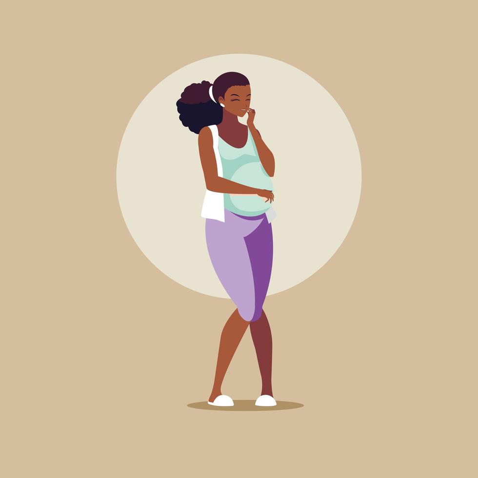 pregnant afro woman avatar character vector