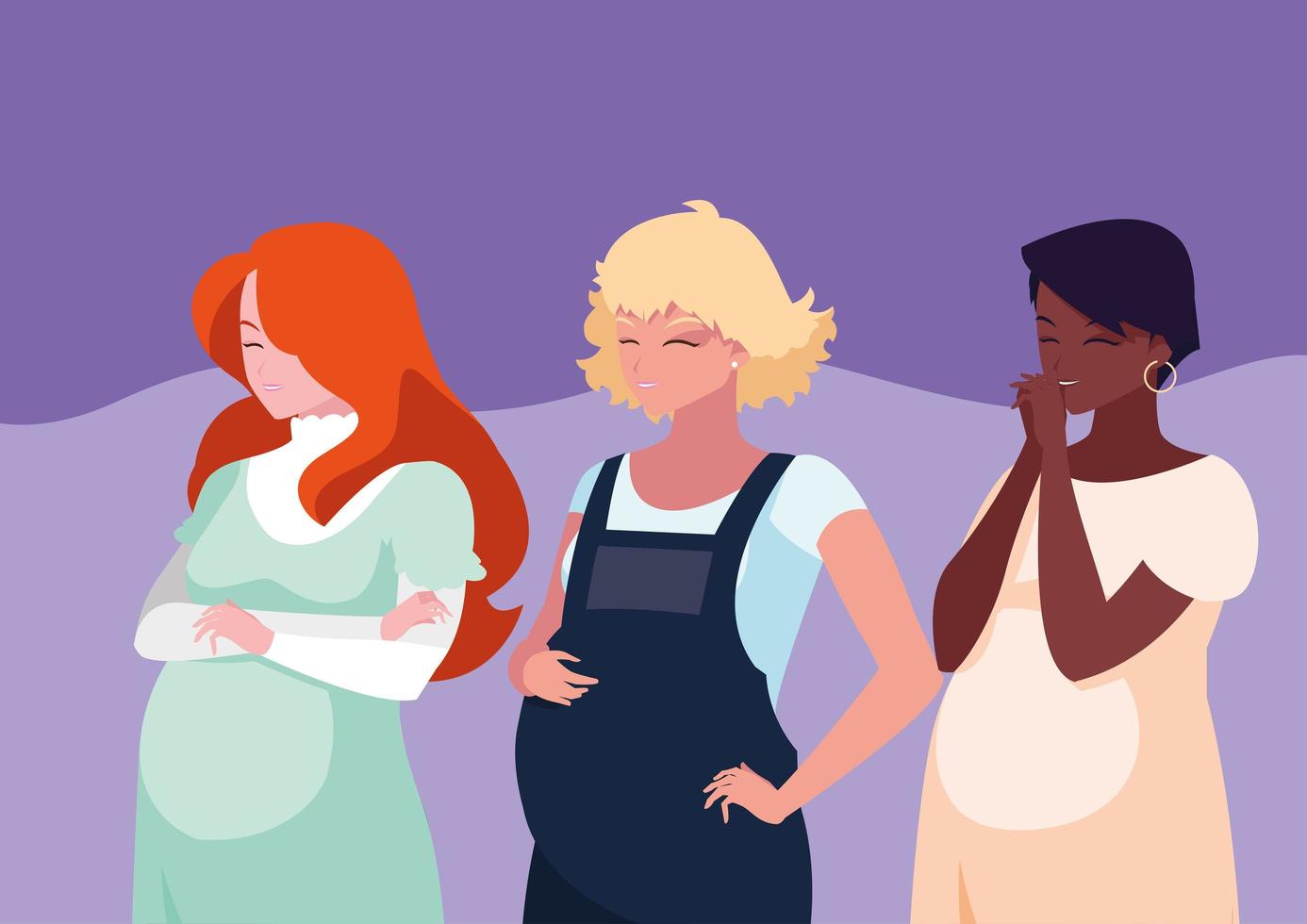 pregnant group of women avatar character vector