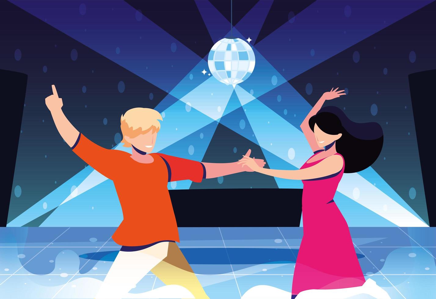 couple of people dancing in nightclub, party, dancing club, music and nightlife vector