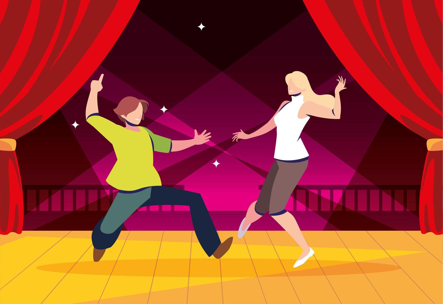 couple of people on the dance floor, party, dancing club, music and nightlife vector