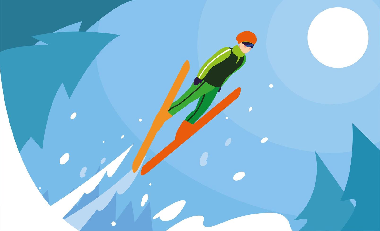 man with mountain ski, extreme winter sport vector