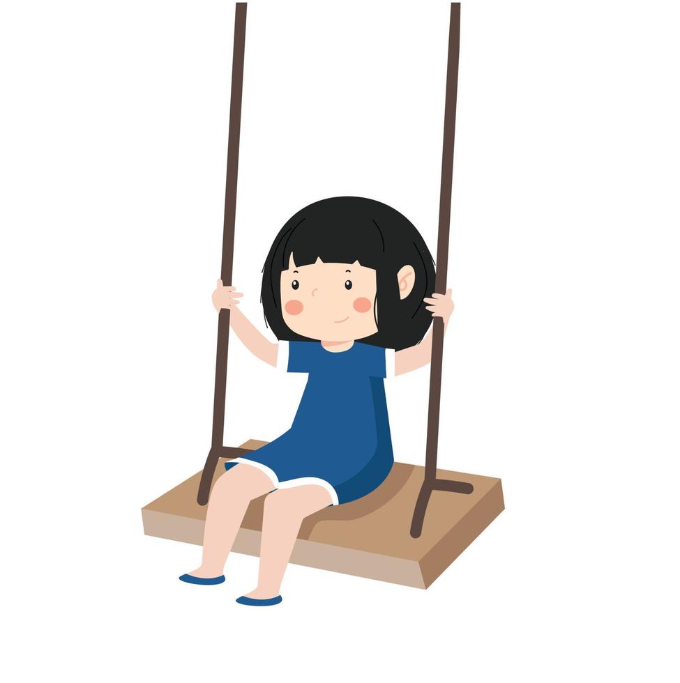 little girl  on a swing  enjoying vector