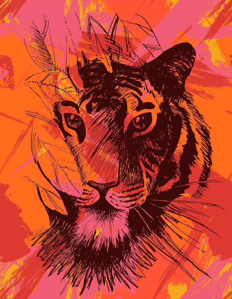 Grunge wild tiger vector
