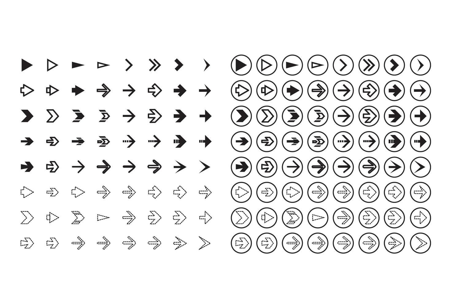 conjunto de flechas aisladas, deshacer y botones anteriores vector