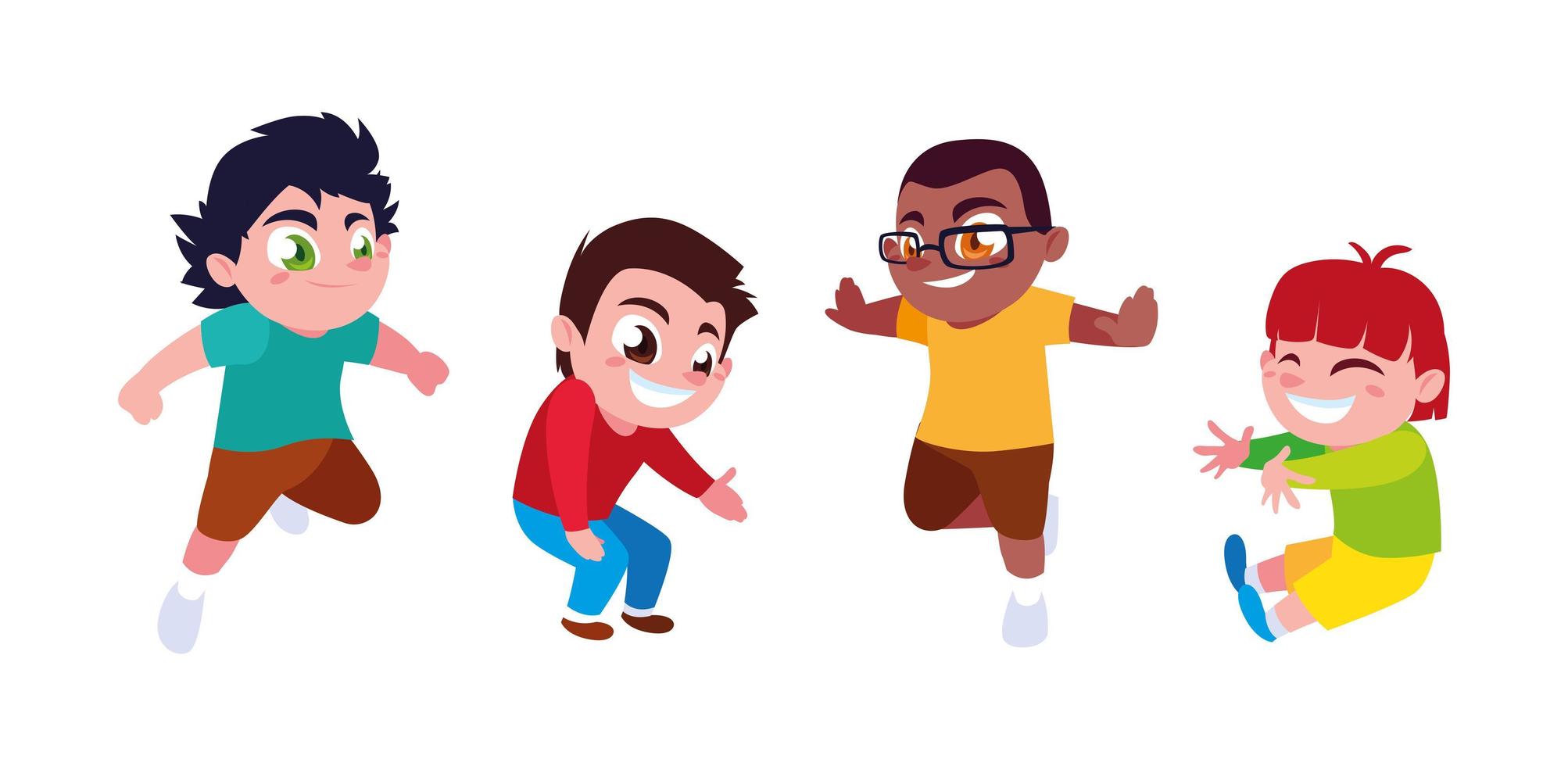 boys smiling and playing on white background vector