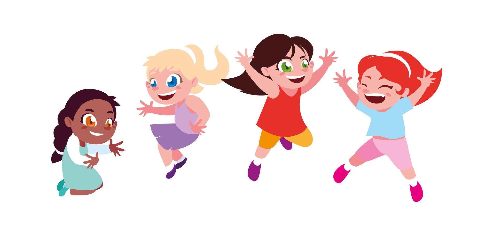 girls smiling and playing on white background vector