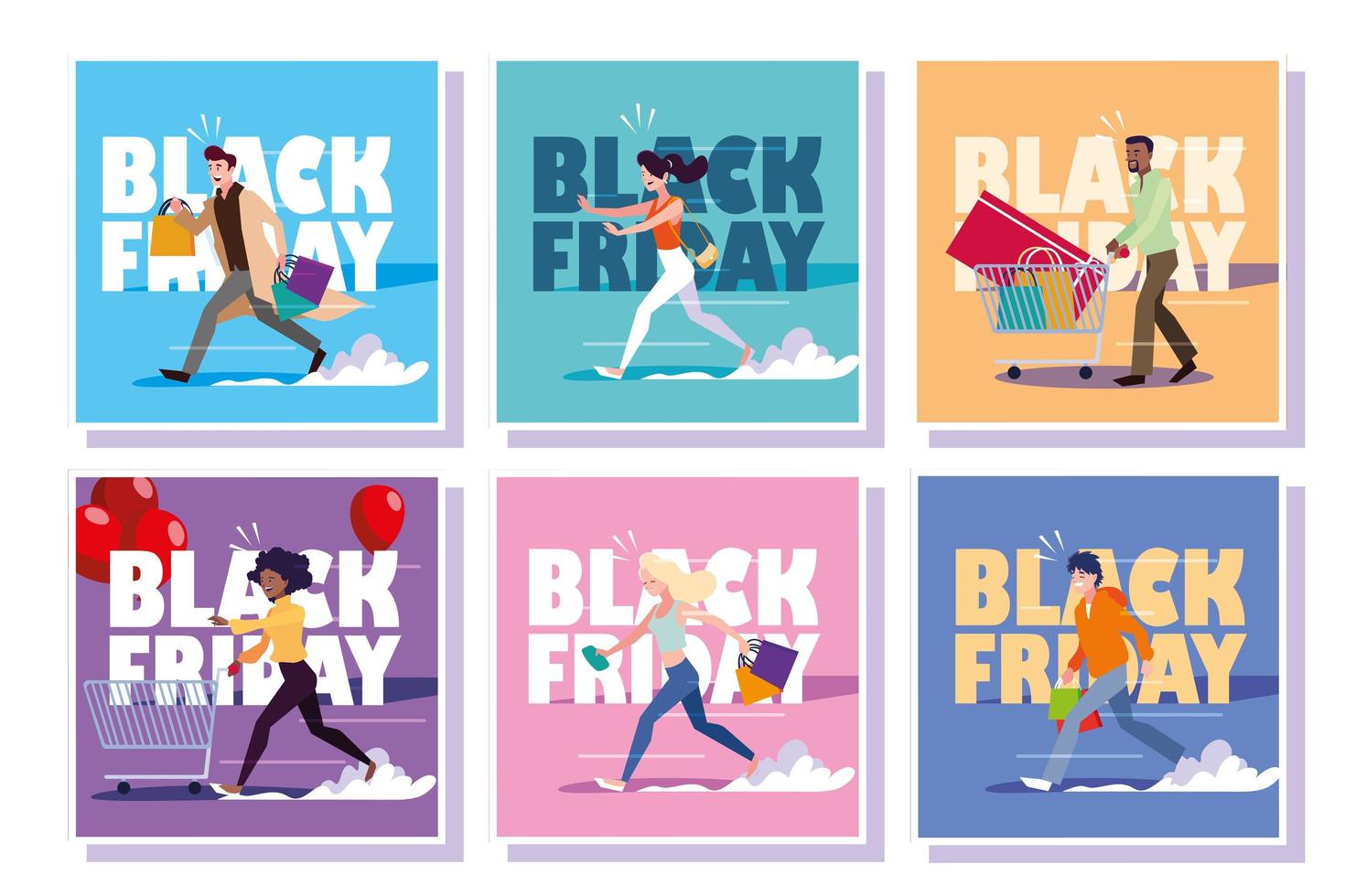 set of cards with black friday label vector