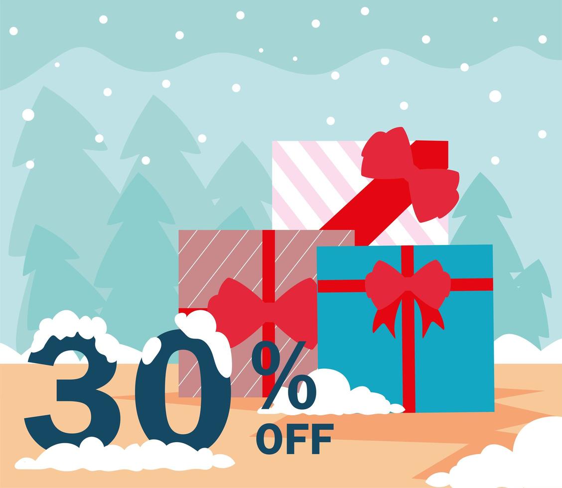 promociones y descuentos de navidad, rebajas de invierno vector