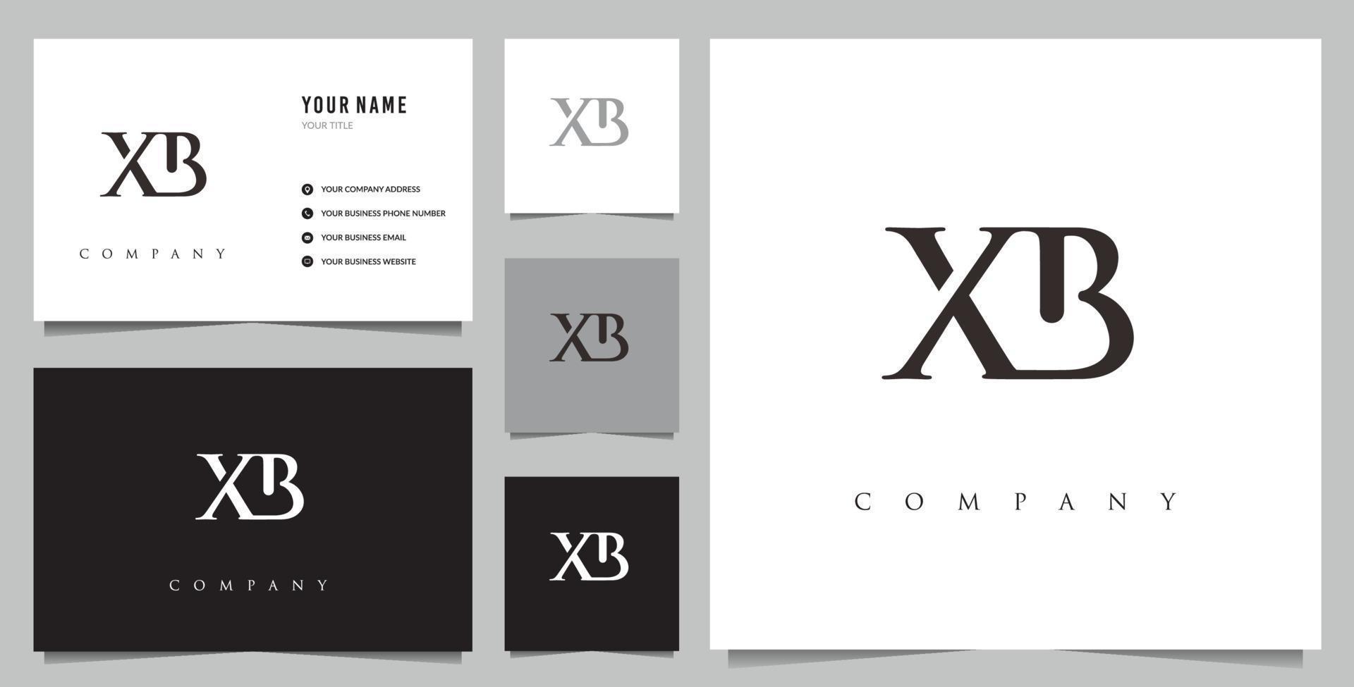 Initial XB logo and business card vector