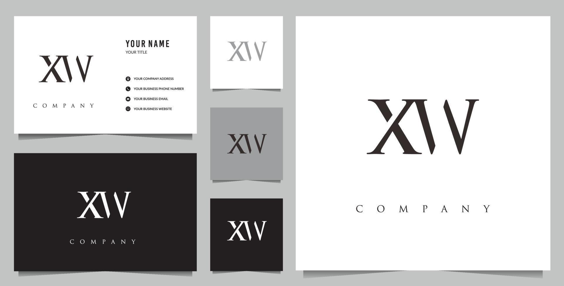 initial XW logo and business card vector