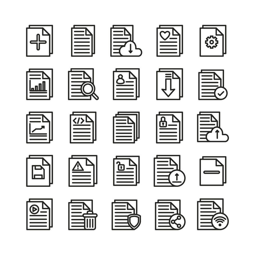 Document icon set vector flat line for website, mobile app, presentation, social media. Suitable for user interface and user experience.