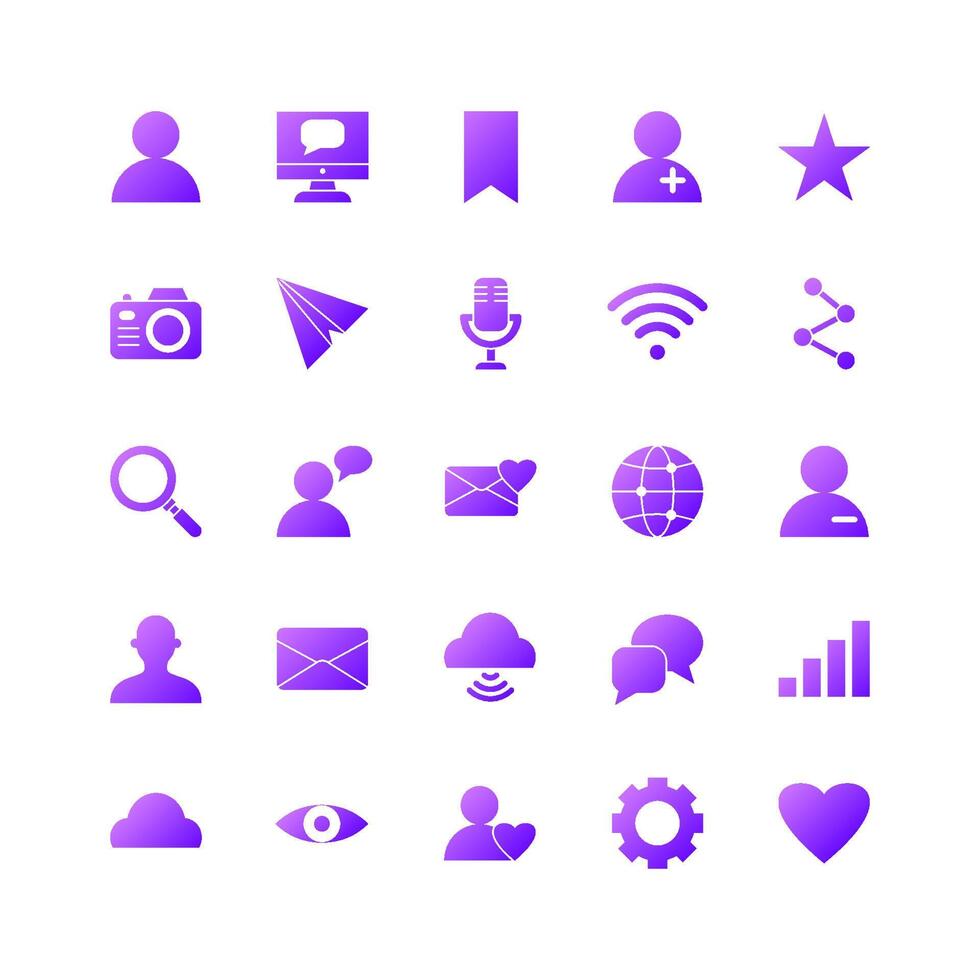 Social Media icon set vector gradient for website, mobile app, presentation, social media. Suitable for user interface and user experience.