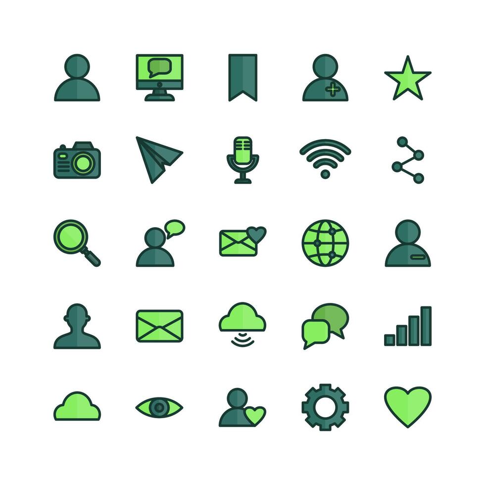 Social Media icon set vector flat line for website, mobile app, presentation, social media. Suitable for user interface and user experience.