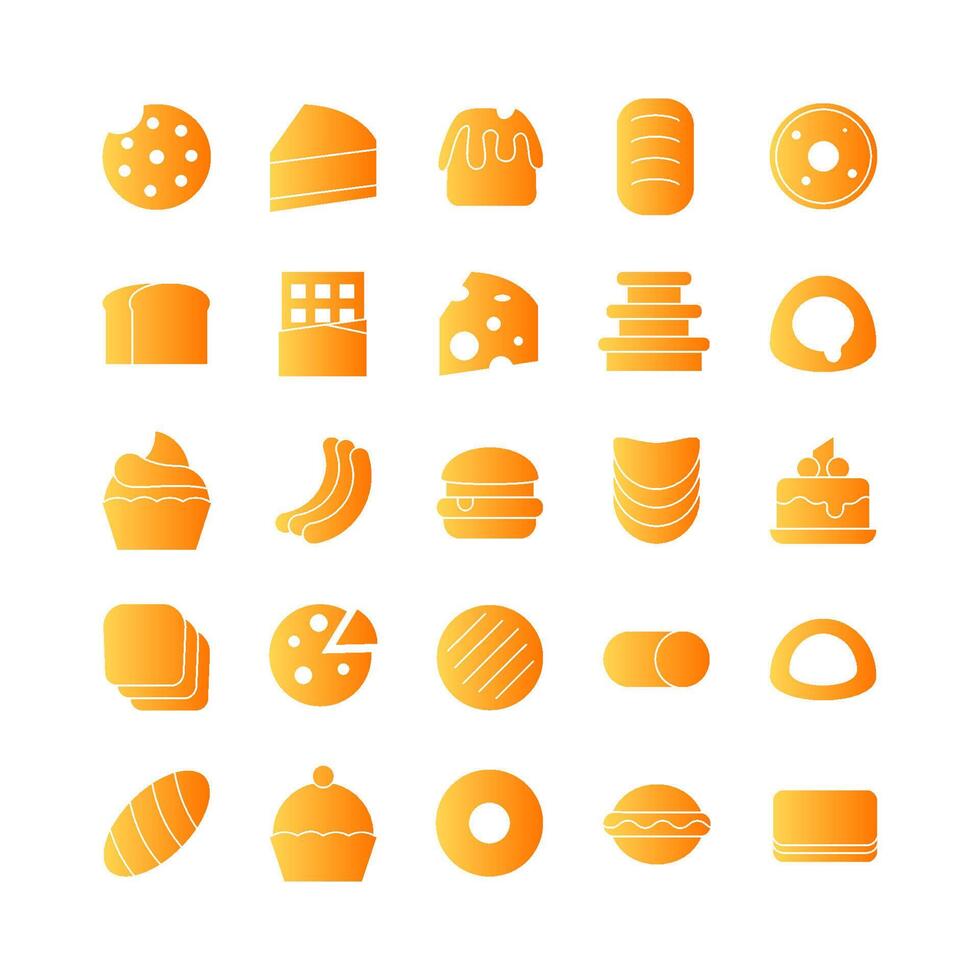 Cake And Bread icon set vector gradient for website, mobile app, presentation, social media. Suitable for user interface and user experience.