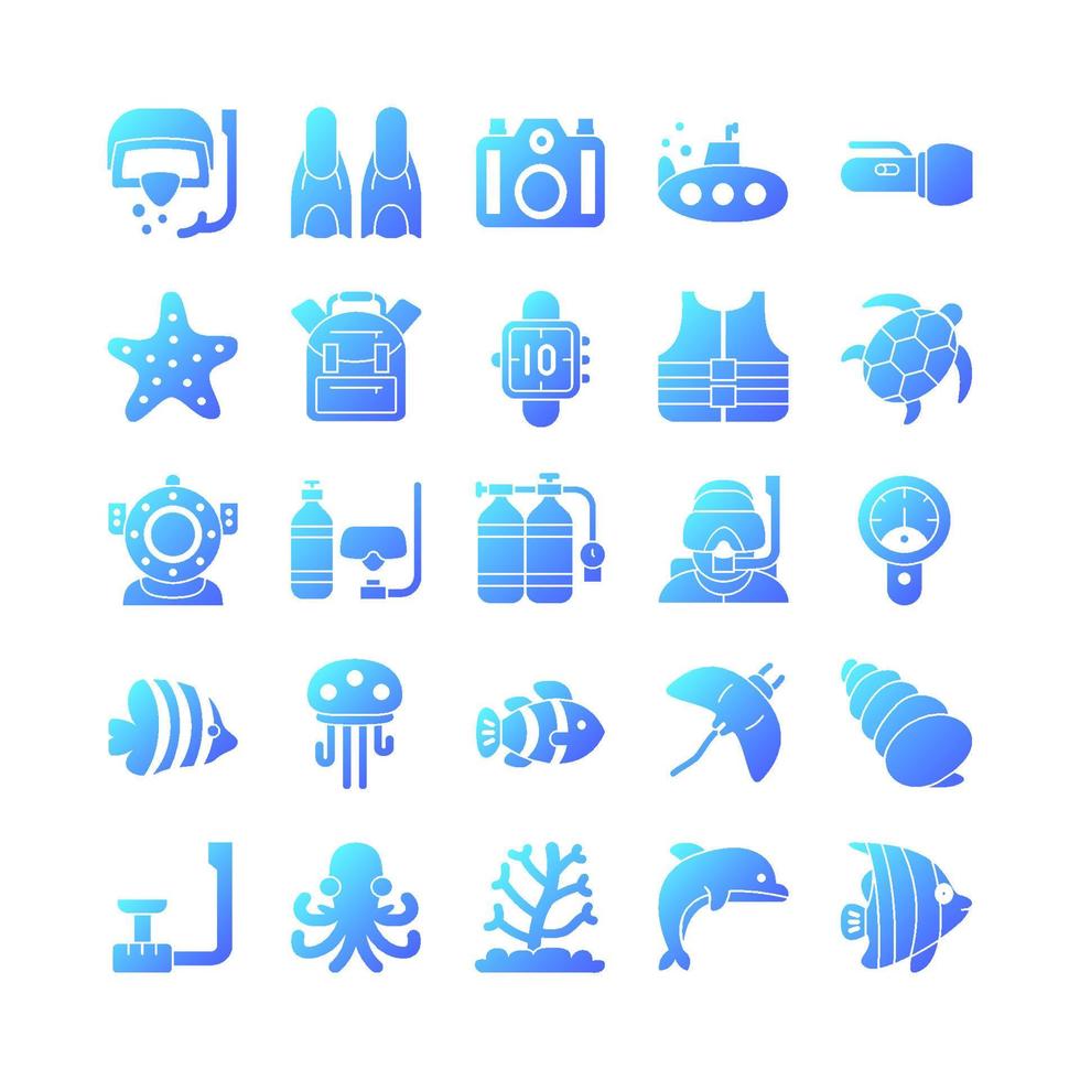 Diving icon set vector gradient for website, mobile app, presentation, social media. Suitable for user interface and user experience.