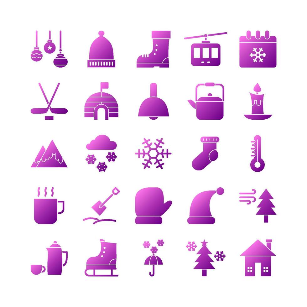 Winter icon set vector gradient for website, mobile app, presentation, social media. Suitable for user interface and user experience.