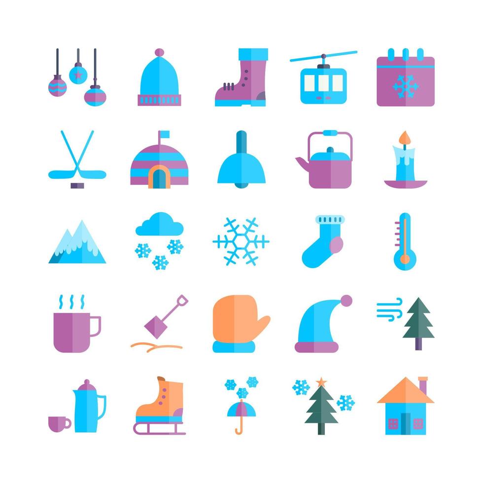 icono de invierno establece vector plano para sitio web, aplicación móvil, presentación, redes sociales. adecuado para la interfaz de usuario y la experiencia del usuario.