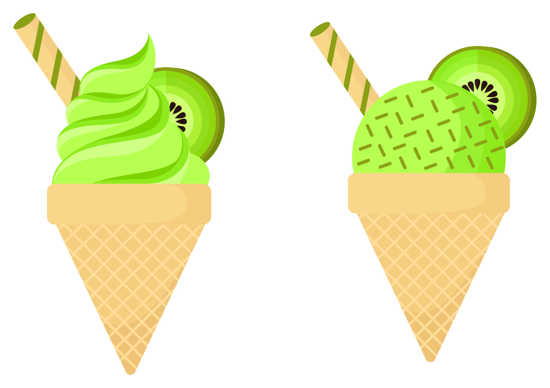 Kiwi ice cream illustration 4312342 Vector Art at Vecteezy