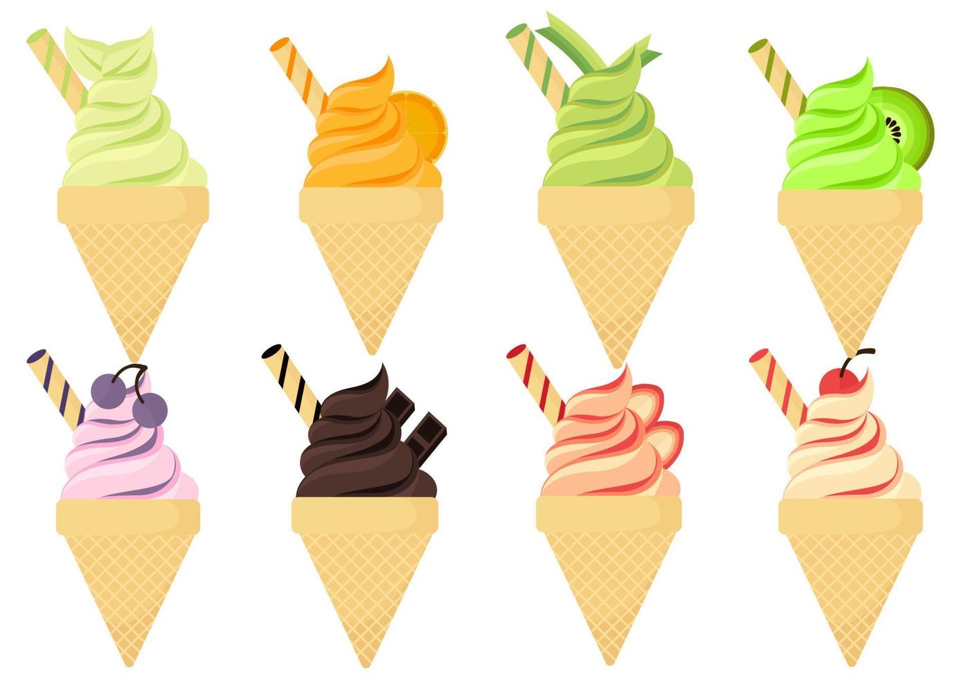 Ilustración de helado con varios sabores 2 vector