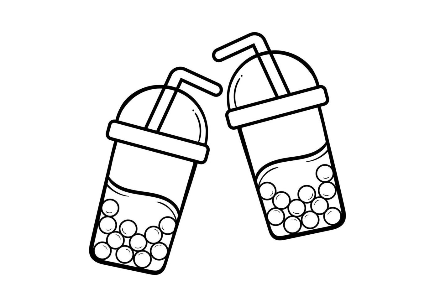 hand drawn boba drink illustration vector