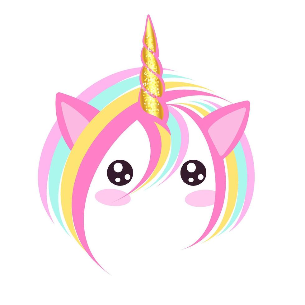 lindo unicornio mágico. ilustración vectorial de una cabeza de unicornio. vector