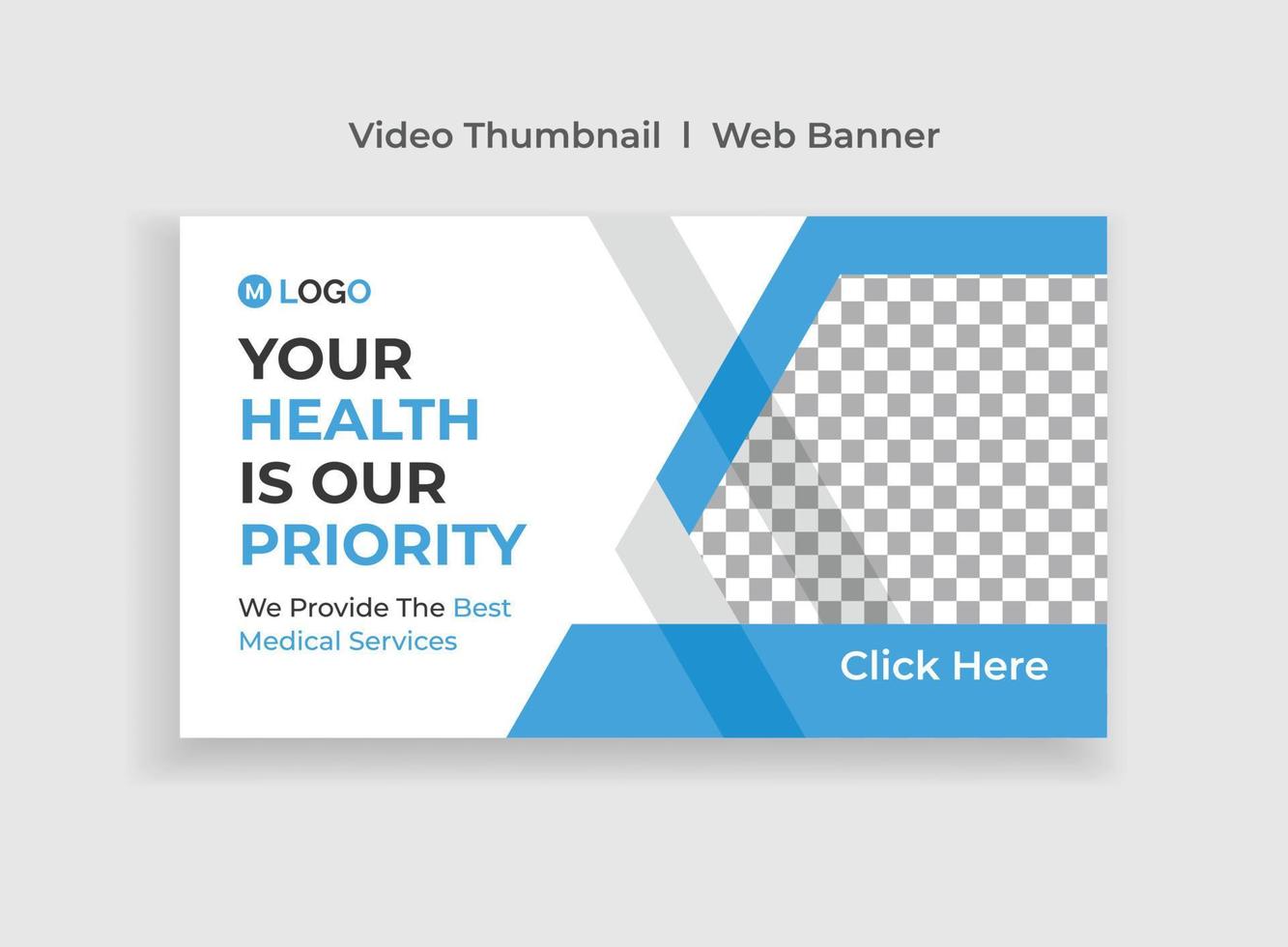 Medical Healthcare web banner template and video thumbnail. Hospital and clinic health service business promotion banner. Online marketing video cover for doctor and dentist. vector