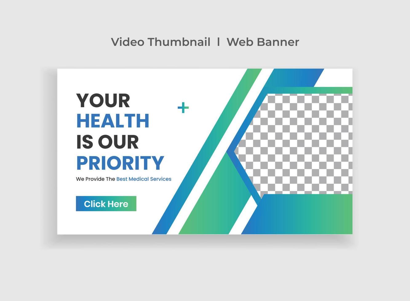 Medical Healthcare web banner template and video thumbnail. Hospital and clinic health service business promotion banner. Online marketing video cover for doctor and dentist. vector