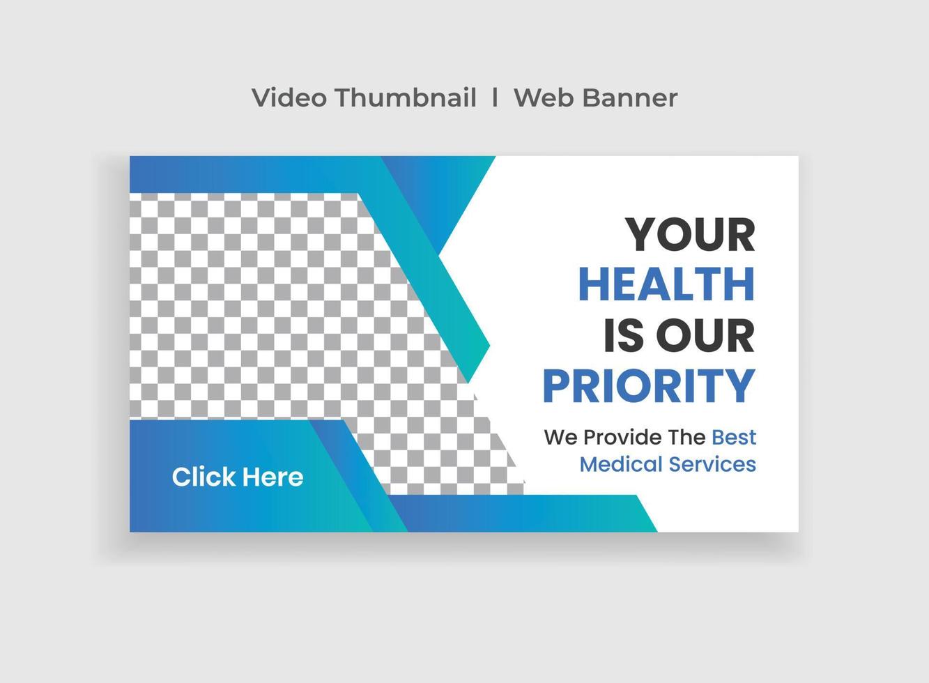 Medical Healthcare web banner template and video thumbnail. Hospital and clinic health service business promotion banner. Online marketing video cover for doctor and dentist. vector